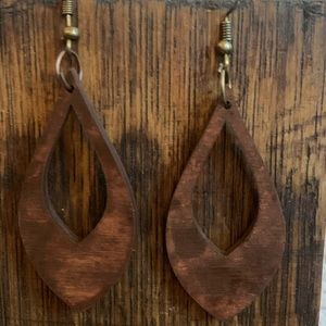 Tear Drop Wood Earring
